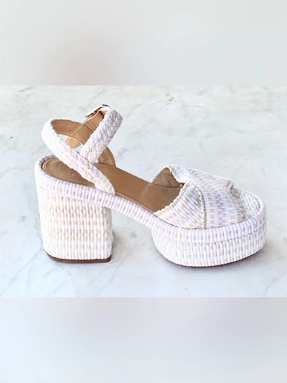 Chloé ODINA Cream Braided COTTON Platform Sandals SZ 36 EGGSHELL